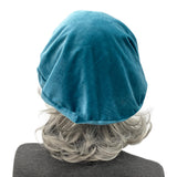 Dusky Teal Velvet Beret – Satin Lined, Size M-L Ready to Ship, Handmade Gift