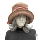 Dusky Pink Cloche Hat: 1920s Vintage Style with Chiffon Band & Vintage Brooch