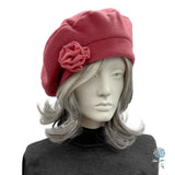 Pink Beret: Handmade in Luxury Fleece, Satin Lined Winter Hat Women Size S/M Ready to Ship