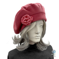 Pink Beret: Handmade in Luxury Fleece, Satin Lined Winter Hat Women Size S/M Ready to Ship