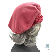 Pink Beret: Handmade in Luxury Fleece, Satin Lined Winter Hat Women Size S/M Ready to Ship