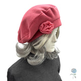 Pink Beret: Handmade in Luxury Fleece, Satin Lined Winter Hat Women Size S/M Ready to Ship