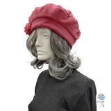 Pink Beret: Handmade in Luxury Fleece, Satin Lined Winter Hat Women Size S/M Ready to Ship