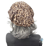 Beret for Women: Handmade in Leopard Print Jersey and lined in satin