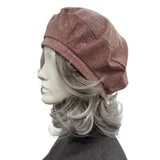 Dusky Pink Lightweight Sparkly Beret : Satin Lined Handmade Hats