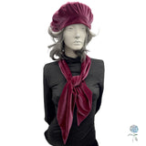 Velvet Beret and Scarf Set in Raspberry Sorbet: Size Small Handmade in the USA