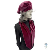 Velvet Beret and Scarf Set in Raspberry Sorbet: Size Small Handmade in the USA