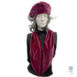 Velvet Beret and Scarf Set in Raspberry Sorbet: Size Small Handmade in the USA