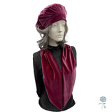 Velvet Beret and Scarf Set in Raspberry Sorbet: Size Small Handmade in the USA