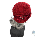 Red Bouclé Cloche Hat with Satin Lining – Vintage Inspired Fashion