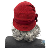 Red Bouclé Cloche Hat with Satin Lining – Vintage Inspired Fashion