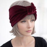 Burgundy Knot Headband Women, Handmade in Burgundy or Many Colors of Velvet