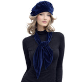 Blue Velvet Oversized Beret and Scarf Set : Available in Many Colors, Handmade in the USA