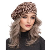 Beret for Women: Handmade in Leopard Print Jersey and lined in satin