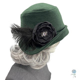 Wool Beret in Dusky Green/Gray and Satin Lined