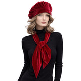 Blue Velvet Oversized Beret and Scarf Set : Available in Many Colors, Handmade in the USA
