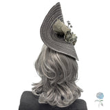 Statement Fascinator – Elegant Gray and Silver Headpiece | Handmade in the USA