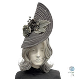 Statement Fascinator – Elegant Gray and Silver Headpiece | Handmade in the USA