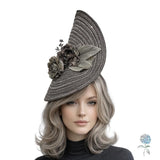 Statement Fascinator – Elegant Gray and Silver Headpiece | Handmade in the USA
