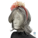 Coral Pink Hydrangea Flower Headband: Kentucky Derby Fascinator Hats for Women