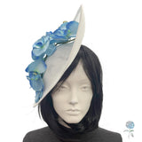 Fascinator Hats For Women, White and Blue Orchid Headband: Handmade and Ready Made