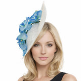 Fascinator Hats For Women, White and Blue Orchid Headband: Handmade and Ready Made