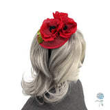 Red Poppy Fascinator Headband – Handmade Statement Piece for the Races, Garden Parties and Weddings