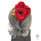 Red Poppy Fascinator Headband – Handmade Statement Piece for the Races, Garden Parties and Weddings