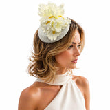 White Iris Fascinator Hat for Weddings, the Races and Special Occasions