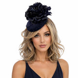 Navy Blue Fascinator, Floral Headband Elegant Derby, Wedding & Formal Event Accessory