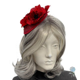 Red Poppy Fascinator Headband – Handmade Statement Piece for the Races, Garden Parties and Weddings