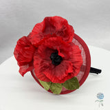 Red Poppy Fascinator Headband – Handmade Statement Piece for the Races, Garden Parties and Weddings