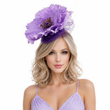 Large Poppy Fascinator Headband in Lilac: Kentucky Derby Hats for Women