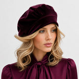 Eggplant Velvet Beret: Satin Lined Chemo Headwear, Handmade in USA