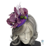 Purple Orchid Fascinator Hats for Women: One of a Kind Handmade in the USA