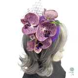 Purple Orchid Fascinator Hats for Women: One of a Kind Handmade in the USA