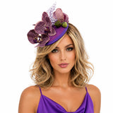 Purple Orchid Fascinator Hats for Women: One of a Kind Handmade in the USA