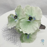 Orchid Headpiece in Celadon Green: Fascinator Headband Handmade in the USA