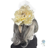 Cream Peony Velvet Headband With Net Bow Fascinator Hat: Weddings, Races & Special Occasion
