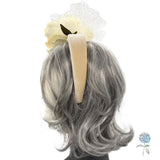 Cream Peony Velvet Headband With Net Bow Fascinator Hat: Weddings, Races & Special Occasion