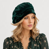 Navy Velvet Beret: Handmade Satin-Lined Hat with Bow
