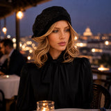 Black Lace Sparkle Beret
