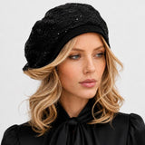 Black Lace Sparkle Beret