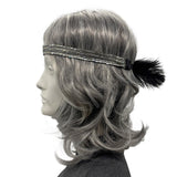 Silver & Black Flapper Headband: Great Gatsby Feather Headpiece and Roaring 20s Inspired Hair Accessory