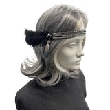 Silver & Black Flapper Headband: Great Gatsby Feather Headpiece and Roaring 20s Inspired Hair Accessory