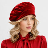 Red Velvet Beret: Handmade French Style Hat