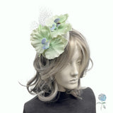 Orchid Headpiece in Celadon Green: Fascinator Headband Handmade in the USA