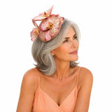 Orchid Headpiece in Deep Blush Tones: Handmade Fascinator Headbands for Women