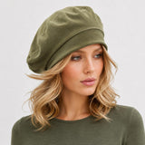 Handmade Olive Green Beret: Lightweight Jersey Satin-Lined Hat