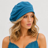 Cotton Knit Beret: Satin Lined Slouch Hat, Handmade in USA